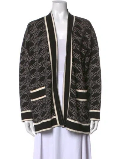 Pre-owned Sandro Patterned Open Front Sweater In Black
