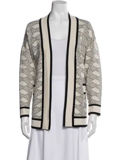 Pre-owned Sandro Patterned Open Front Sweater In Blue