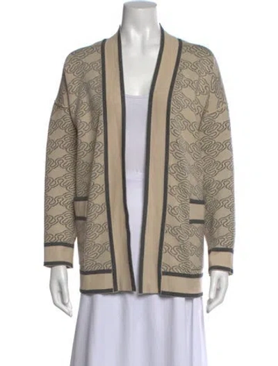 Pre-owned Sandro Patterned Open Front Sweater In Gray