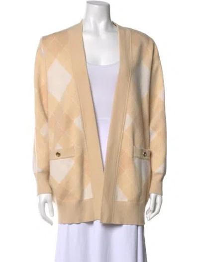 Pre-owned Sandro Patterned Open Front Sweater In Neutral