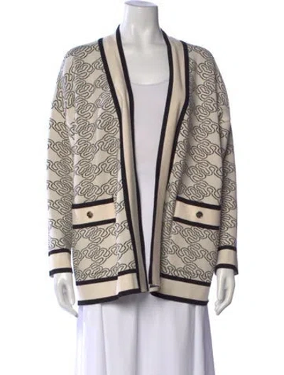 Pre-owned Sandro Patterned Open Front Sweater In Neutrals