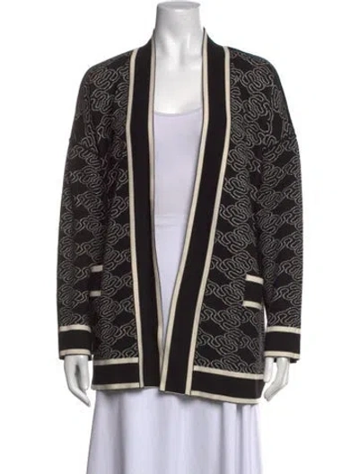 Pre-owned Sandro Patterned Open Front Sweater W/ Tags In White