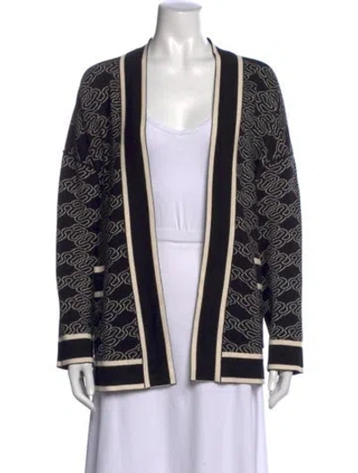 Pre-owned Sandro Patterned Open Front Sweater In White