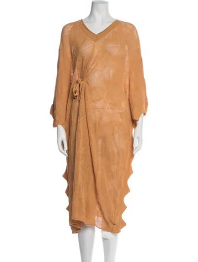 Pre-owned Sandro Patterned Poncho In Orange