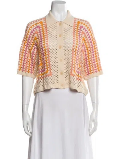 Pre-owned Sandro Patterned Short Sleeve Polo In Multi