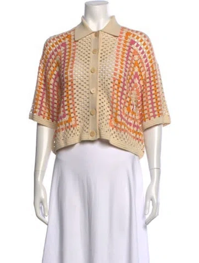 Pre-owned Sandro Patterned Short Sleeve Polo In Multicolor