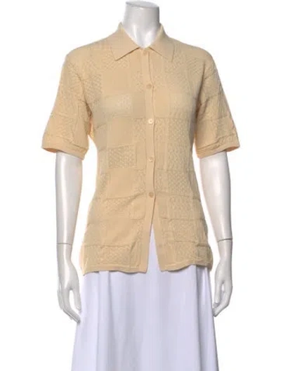 Pre-owned Sandro Patterned Short Sleeve Polo In Neutrals