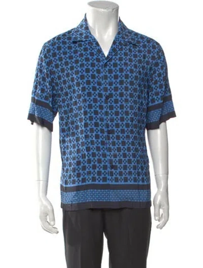 Pre-owned Sandro Patterned Short Sleeve Shirt In Blue