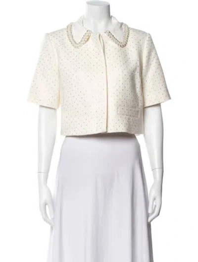 Pre-owned Sandro Patterned Short Sleeve Top In White