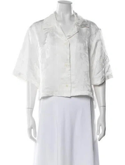 Pre-owned Sandro Patterned Short Sleeve Top In White