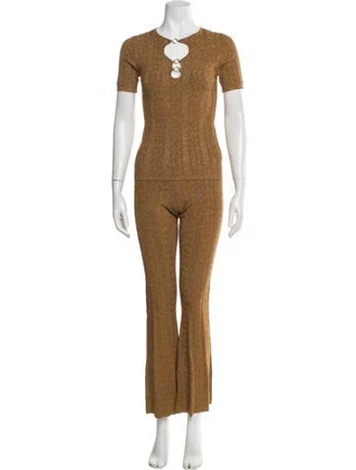 Pre-owned Sandro Patterned Skirt Set In Brown