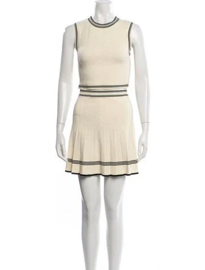 Pre-owned Sandro Patterned Skirt Set In White