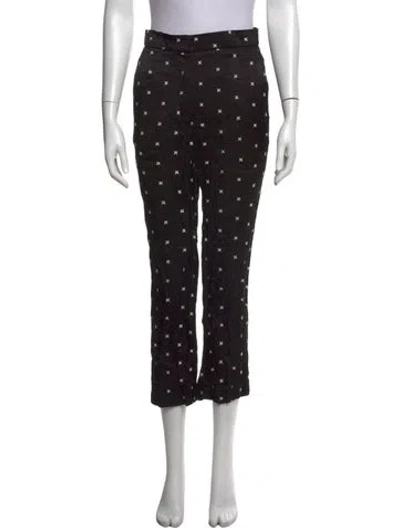 Pre-owned Sandro Patterned Straight Leg Pants In Black