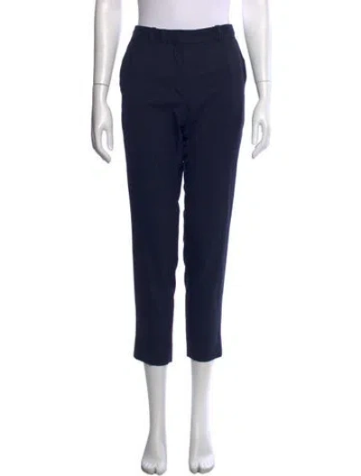 Pre-owned Sandro Patterned Straight Leg Pants In Blue