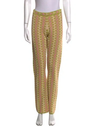 Pre-owned Sandro Patterned Straight Leg Pants In Green
