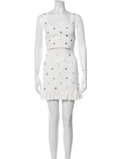 Pre-owned Sandro Patterned Studded Accents Skirt Set W/ Tags In Neutrals