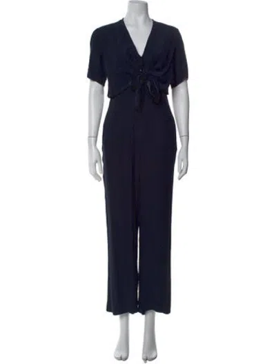 Pre-owned Sandro Patterned V-neck Jumpsuit In Neutrals