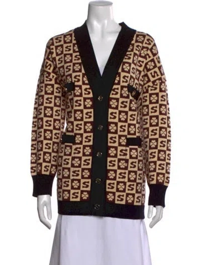 Pre-owned Sandro Patterned V-neck Sweater In Multi