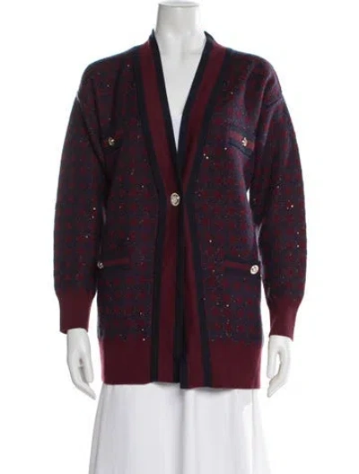 Pre-owned Sandro Patterned V-neck Sweater In Multicolor