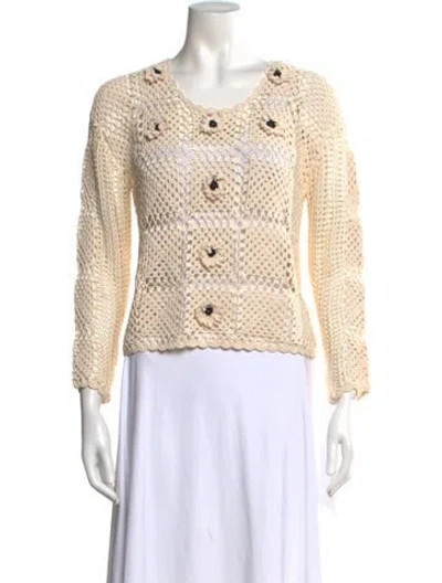 Pre-owned Sandro Patterned V-neck Sweater In Neutral