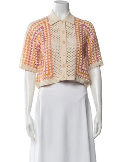 Pre-owned Sandro Patterned V-neck Sweater In Neutrals