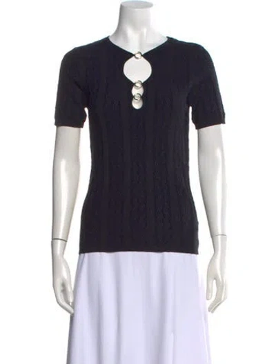 Pre-owned Sandro Patterned V-neck Top In Blue
