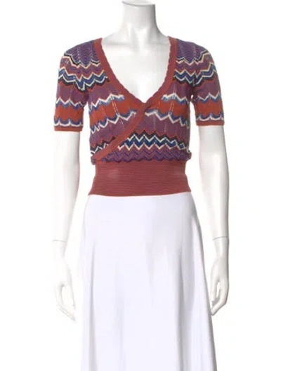 Pre-owned Sandro Patterned V-neck Top In Multi