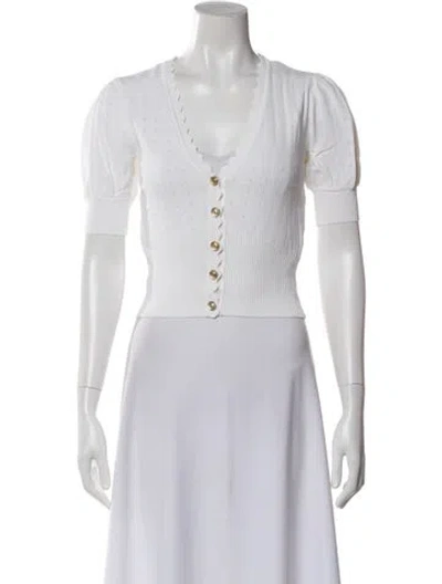 Pre-owned Sandro Patterned V-neck Top In White