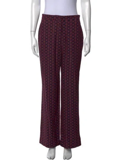 Pre-owned Sandro Patterned Wide Leg Pants In Blue/red
