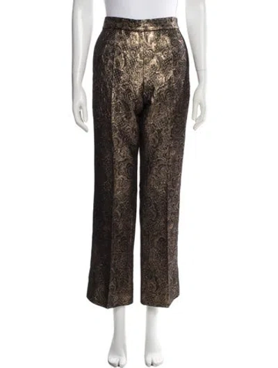 Pre-owned Sandro Patterned Wide Leg Pants In Gold