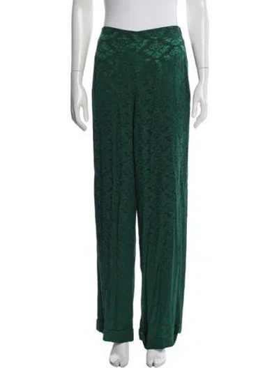 Pre-owned Sandro Patterned Wide Leg Pants In Green