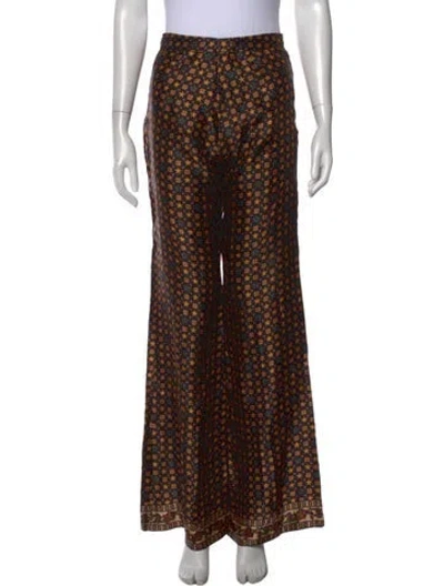 Pre-owned Sandro Patterned Wide Leg Pants In Multi