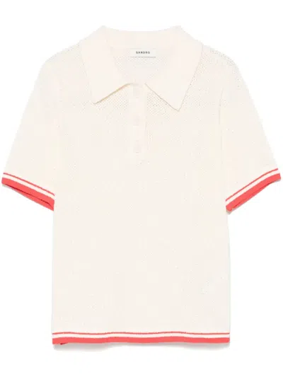 Sandro Paulin Polo Top In Neutrals