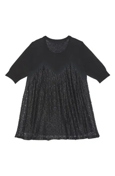 Sandro Pavel Mixed Media Sweater Dress In Black