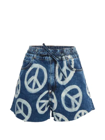 Pre-owned Sandro Peace Sign Print Shorts In Blue