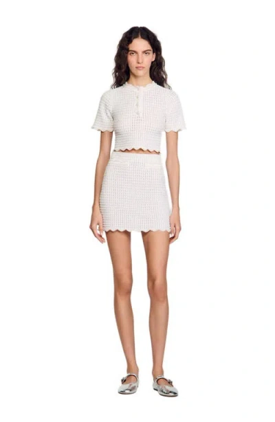 SANDRO SANDRO PEARL BEADED KNIT SWEATER