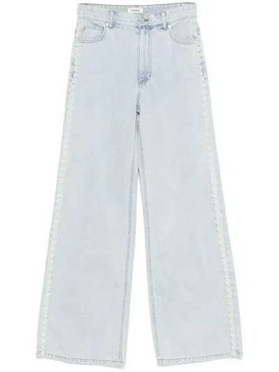 Sandro Pearl-detail Jeans In Blue