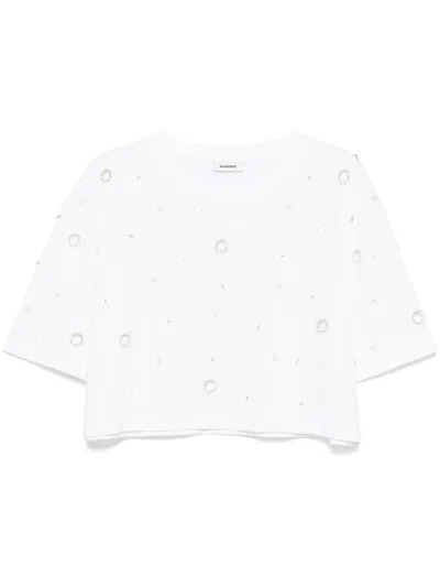 SANDRO PEARL-DETAIL T-SHIRT