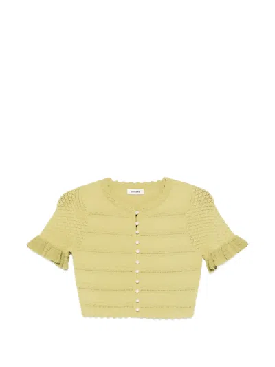 Sandro Pearl-embellishment T-shirt In Green