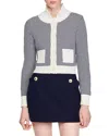 Sandro Gestreifter Cardigan In Ecru Bleu