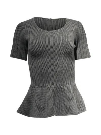 Pre-owned Sandro Peplum Knitted Blouse In Gray