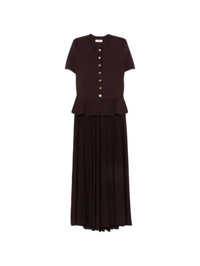 Sandro Peplum-hem Buttoned Knitted Dress In Purple