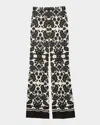 Sandro Perel Floral Satin Pants In Ecru / Black