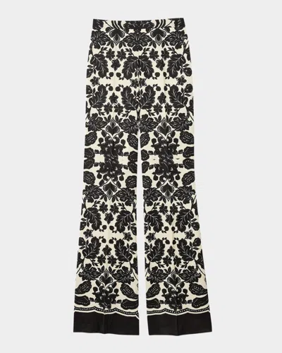 Sandro Perel Floral Satin Pants In Naturels