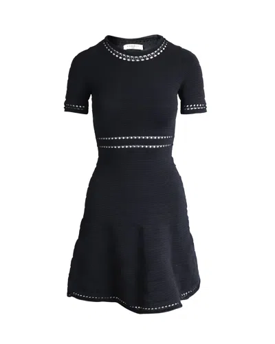Sandro Perforated Detail Dress In Black Viscose