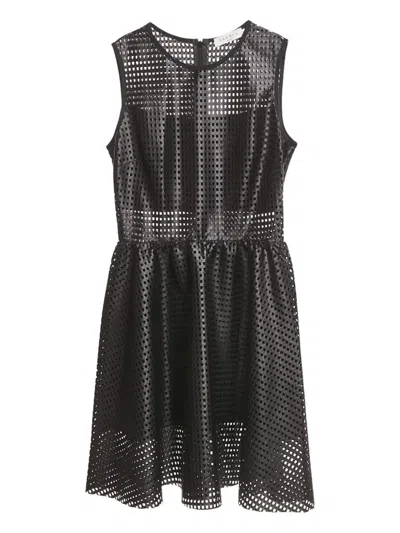 Pre-owned Sandro Perforated Mini Dress In Black