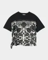 Sandro Floral-print T-shirt In Ecru / Black