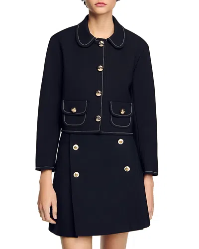 SANDRO PETER PAN COLLAR CROPPED JACKET