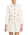 Sandro Womens Naturels Cropped Contrast-stitching Stretch-woven Jacket In Ecru