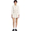 Sandro Peter Pan Collar Cropped Jacket In Ecru
